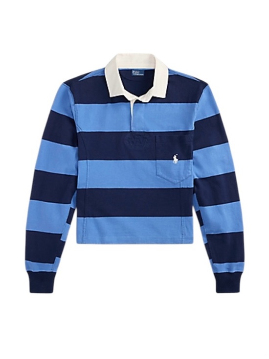 Ralph Lauren Tops - Ralph Lauren Polo Navy & Light Blue Striped Cropped Rugby Shirt S NWT